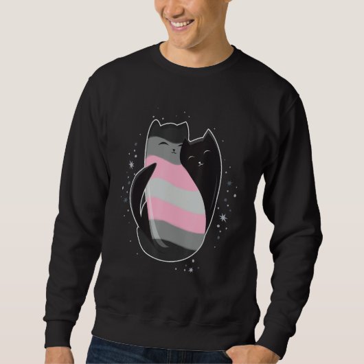 Demigirl Cat Flag Nonbinary Transgender LGBT Black Trui (Voorkant)