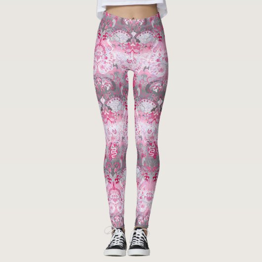 Demigirl Dragon Damask - Stijlvolle pride Flag Col Leggings (Voorkant)