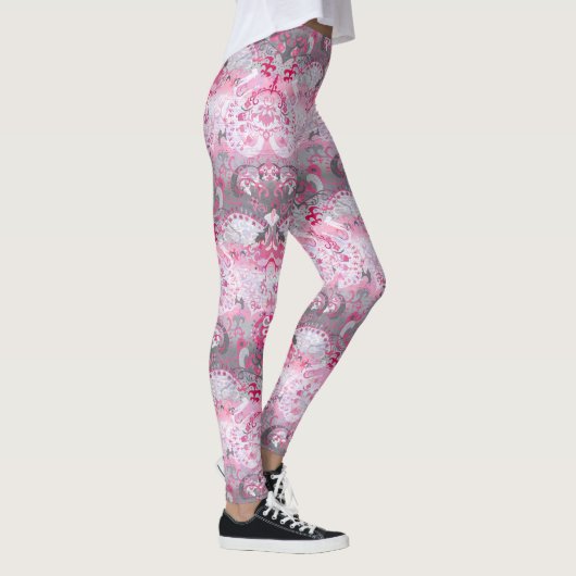 Demigirl Dragon Damask - Stijlvolle pride Flag Col Leggings (Rechts)