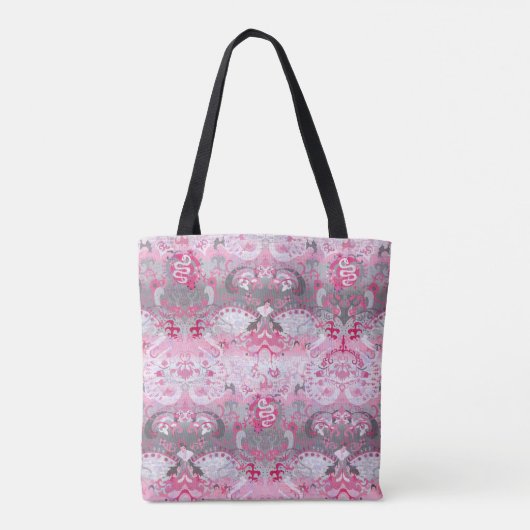 Demigirl Dragon Damask - Stijlvolle pride Flag Col Tote Bag (Achterkant)