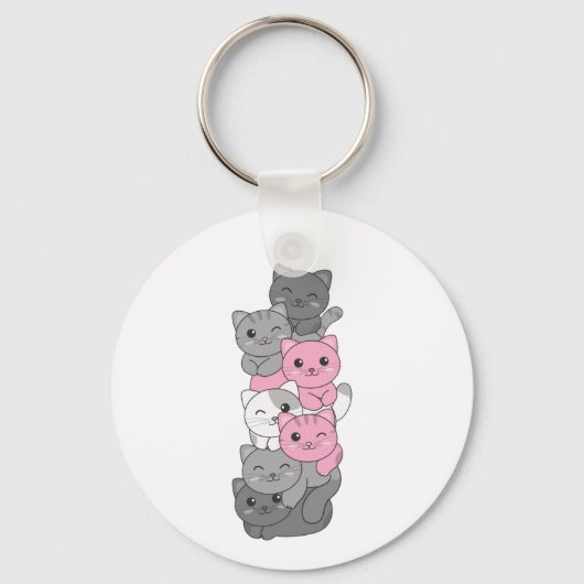 Demigirl Flag Cat Pride Lgbtq Cute Cat Sleutelhanger (Voorkant)