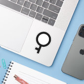 Demigirl-gendersymbool Sticker (Laptop met iPhone)