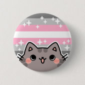 Demigirl LGBT Pride Flag Cat Button (Voorkant)