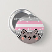 Demigirl LGBT Pride Flag Cat Button (Voorkant /achterkant)