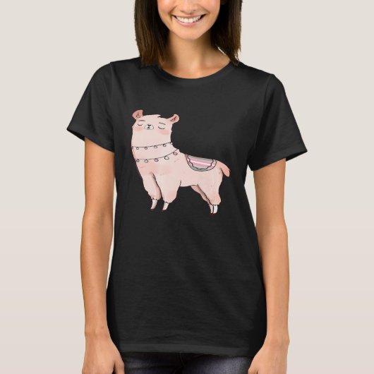 Demigirl Llama Cute Animal Alpaca LGBTQIA Enby Pri T-shirt (Voorkant)