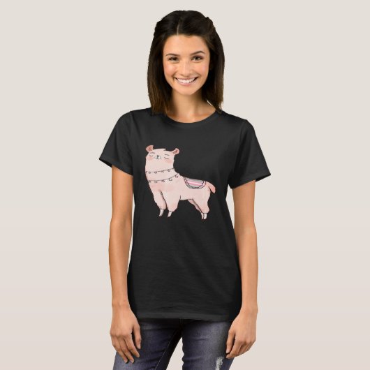 Demigirl Llama Cute Animal Alpaca LGBTQIA Enby Pri T-shirt (Voorkant volledig)