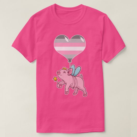 Demigirl Pig Fairy Nonbinary Gender T-shirt (Design voorkant)
