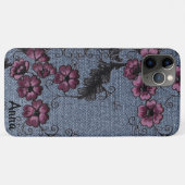 *~* Demin Black Scrolls roze bloemen Case-Mate iPhone Case (Achterkant (horizontaal))