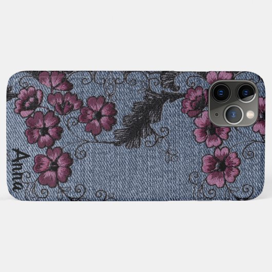 *~* Demin Black Scrolls roze bloemen Case-Mate iPhone Case (Achterkant (horizontaal))