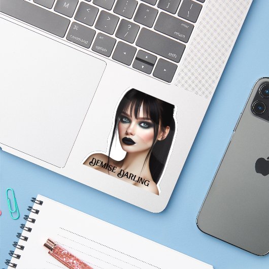 Demise Darling Sticker (Laptop met iPhone)