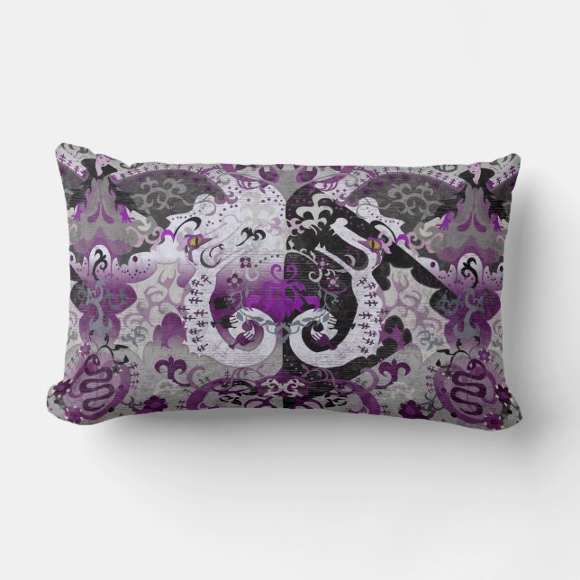 Demisexual Dragon Damask - Pride Flag Colors Kussen (Voorkant)