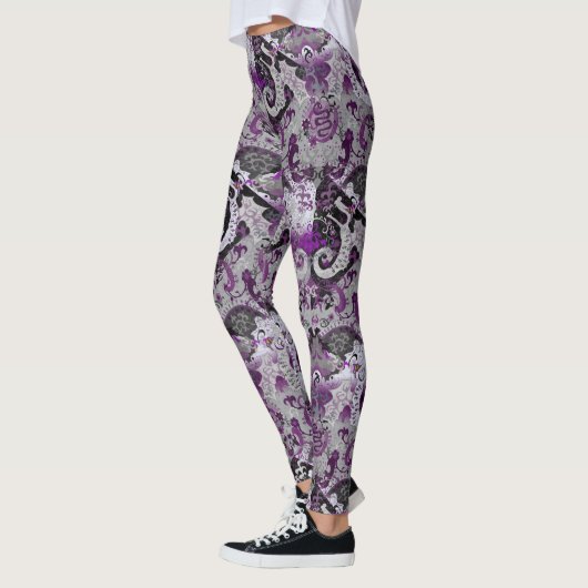 Demisexual Dragon Damask - Pride Flag Colors Leggings (Links)