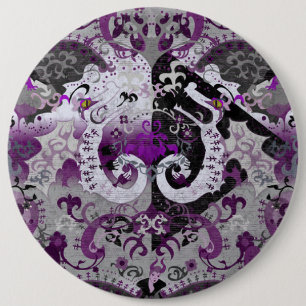 Demisexual Dragon Damask - Pride Flag Colors Ronde Button 6,0 Cm