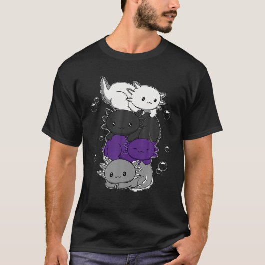 Demisexual Flag Axolotl Pile Kawaii Demisexual Pri T-shirt (Voorkant)