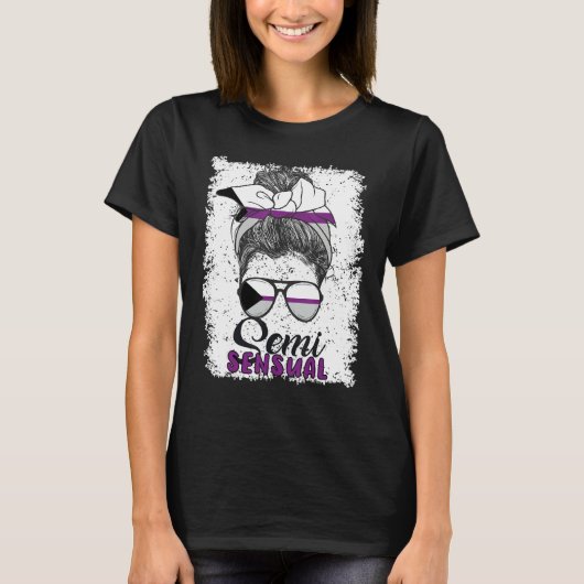 Demisexual Joke Messy Bun Lady Demisexual Flag T-shirt (Voorkant)