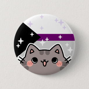 Demisexual LGBT Pride Flag Cat Button