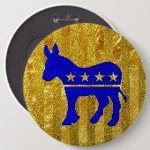 Democraat Donkey Blue Gold Ronde Button 6,0 Cm (Voorkant /achterkant)