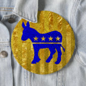 Democraat Donkey Blue Gold Ronde Button 6,0 Cm (In situ)