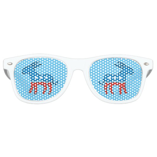 Democraat Donkey Blue Retro Zonnebril (Voorkant)