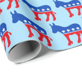 Democraat Donkey Cute Blue Political Pattern Cadeaupapier (Rol Hoek)