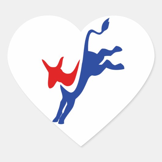 Democraat Donkey Heart Sticker (Voorkant)