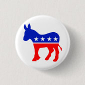 Democraat Donkey Logo Ronde Button 3,2 Cm (Voorkant)