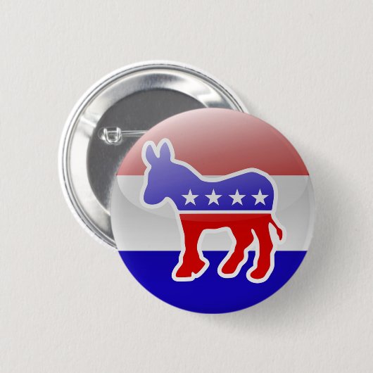 Democraat Donkey Logo Ronde Button 5,7 Cm (Voorkant /achterkant)