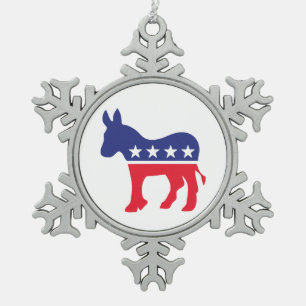 Democraat Donkey Logo Tin Sneeuwvlok Ornament