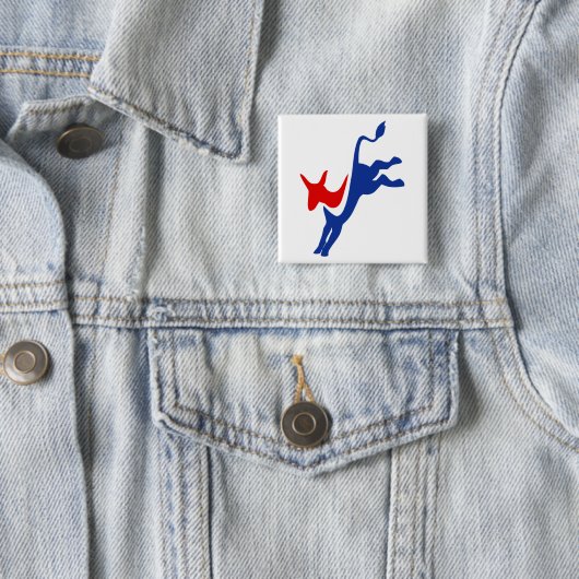 Democraat Donkey Logo Vierkante Button 5,1 Cm (In situ)