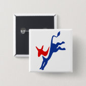 Democraat Donkey Logo Vierkante Button 5,1 Cm (Voorkant /achterkant)