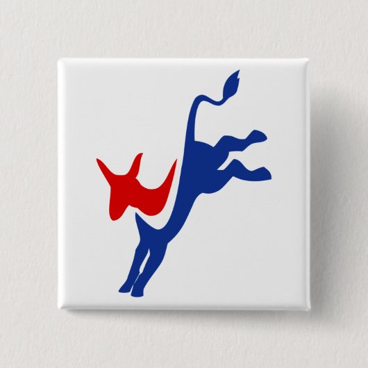 Democraat Donkey Logo Vierkante Button 5,1 Cm (Voorkant)