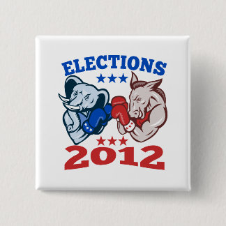 Democraat Donkey Republican Elephant Mascot 2012 Vierkante Button 5,1 Cm