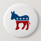 Democraat Donkey Ronde Button 4,0 Cm (Voorkant)