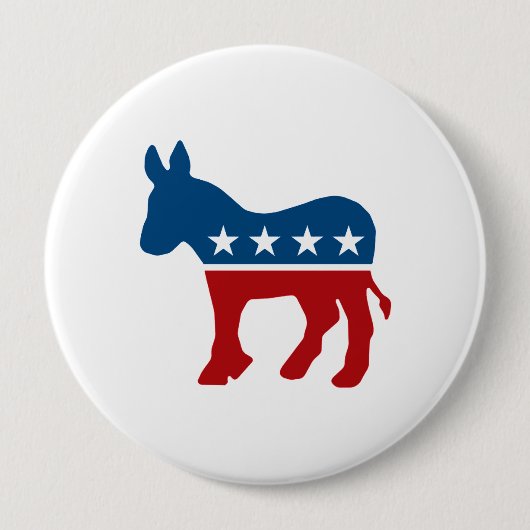 Democraat Donkey Ronde Button 4,0 Cm (Voorkant)