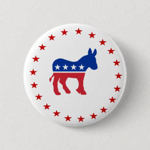 Democraat Donkey Ronde Button 5,7 Cm