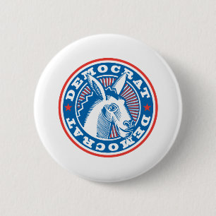 democraat donkey ronde button 5,7 cm