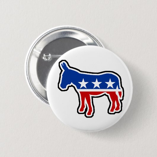 Democraat Donkey Ronde Button 5,7 Cm (Voorkant /achterkant)