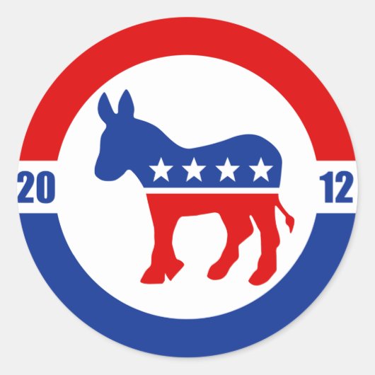 Democraat Donkey Round Sticker (Voorkant)