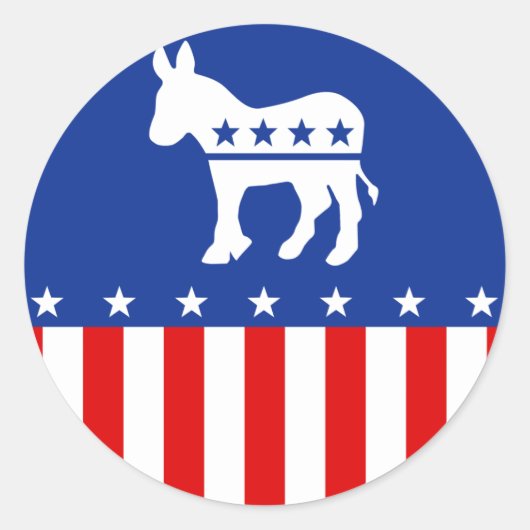 Democraat Donkey Round Sticker (Voorkant)