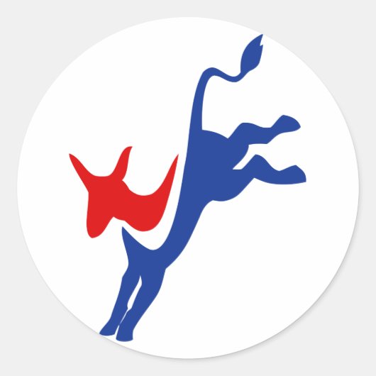 Democraat Donkey Round Sticker (Voorkant)