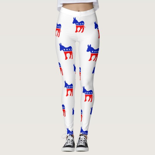 Democraat Donkey Symbol Red White en Blue Leggings (Voorkant)