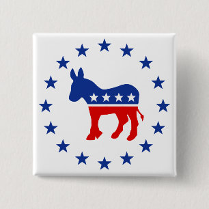 Democraat Donkey Vierkante Button 5,1 Cm