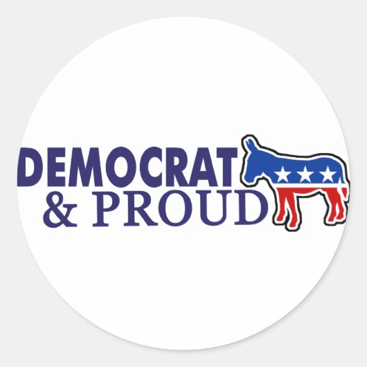Democraat en Proud Ronde Sticker (Voorkant)