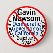 Democraat Gavin Newsom Gouverneur van CA Ronde Button 7,6 Cm (Voorkant)
