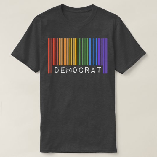 Democraat Gay Pride Flag Barcode Queer Rainbow LGB T-shirt (Design voorkant)