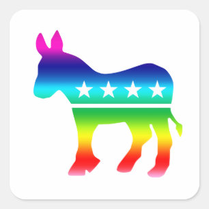 Democraat Originele Donkey Rainbow Vierkante Sticker