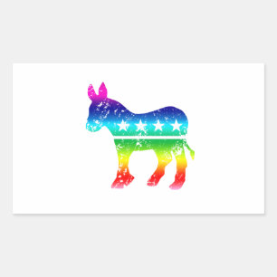 Democraat Originele Ezel Kwijnt Regenboog Rechthoekige Sticker
