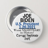 Democraat President Biden Nightmare Ronde Button 7,6 Cm (Voorkant /achterkant)