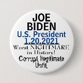 Democraat President Biden Nightmare Ronde Button 7,6 Cm (Voorkant)