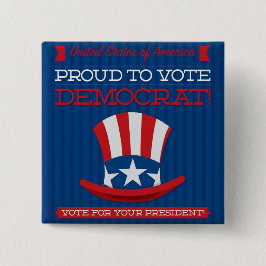 democraat vierkante button 5,1 cm